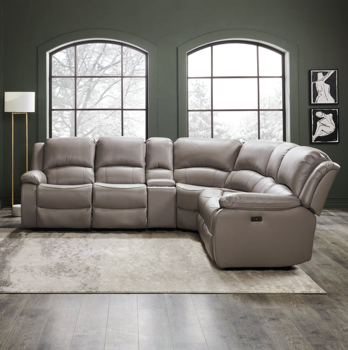 Marcel 6-Piece Genuine Leather Reclining Sectional - Grey