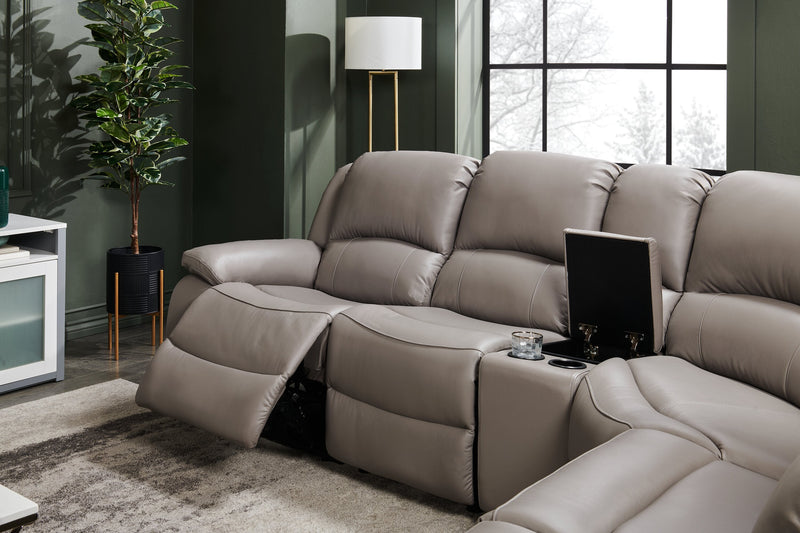 Marcel 6-Piece Genuine Leather Reclining Sectional - Grey