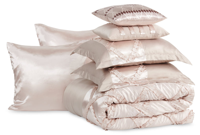 Margot 7-Piece Queen Comforter Set - Mocha