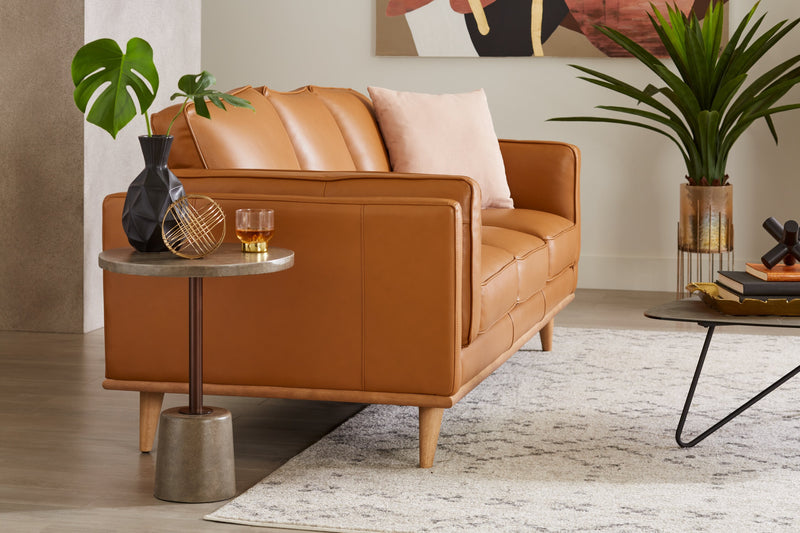 Vivia Top-Grain Genuine Leather Sofa - Caramel