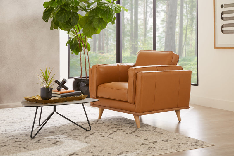 Vivia Top-Grain Genuine Leather Chair - Caramel