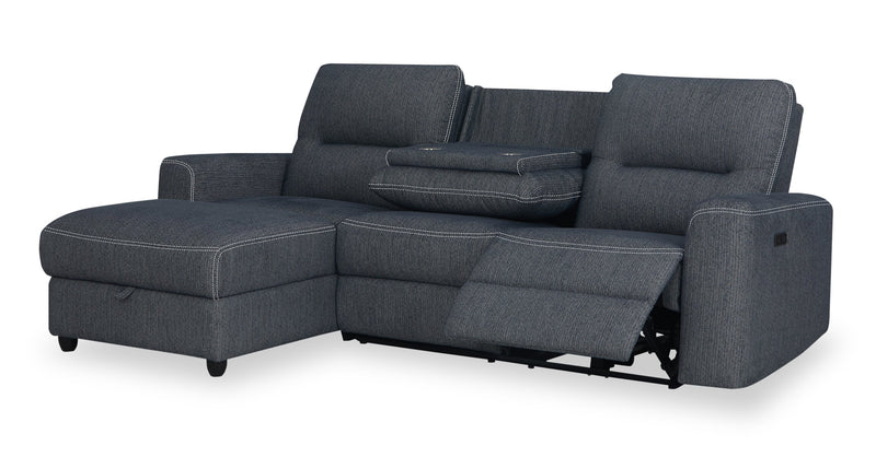 Meadow 2-Piece Left-Facing Charcoal Grey Chenille Fabric Power Reclining Sectional with Storage Chaise