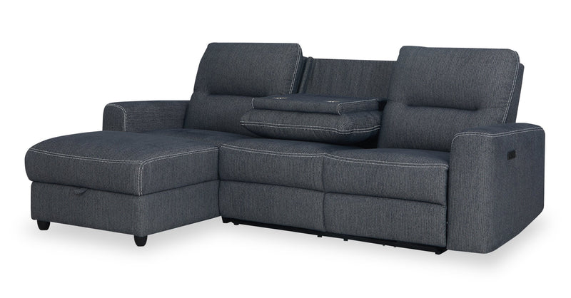 Meadow 2-Piece Left-Facing Charcoal Grey Chenille Fabric Power Reclining Sectional with Storage Chaise