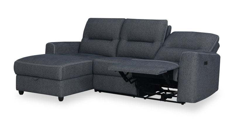 Meadow 2-Piece Left-Facing Charcoal Grey Chenille Fabric Power Reclining Sectional with Storage Chaise