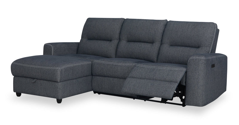 Meadow 2-Piece Left-Facing Charcoal Grey Chenille Fabric Power Reclining Sectional with Storage Chaise