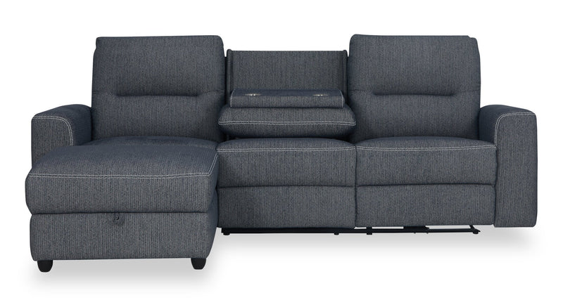 Meadow 2-Piece Left-Facing Charcoal Grey Chenille Fabric Power Reclining Sectional with Storage Chaise