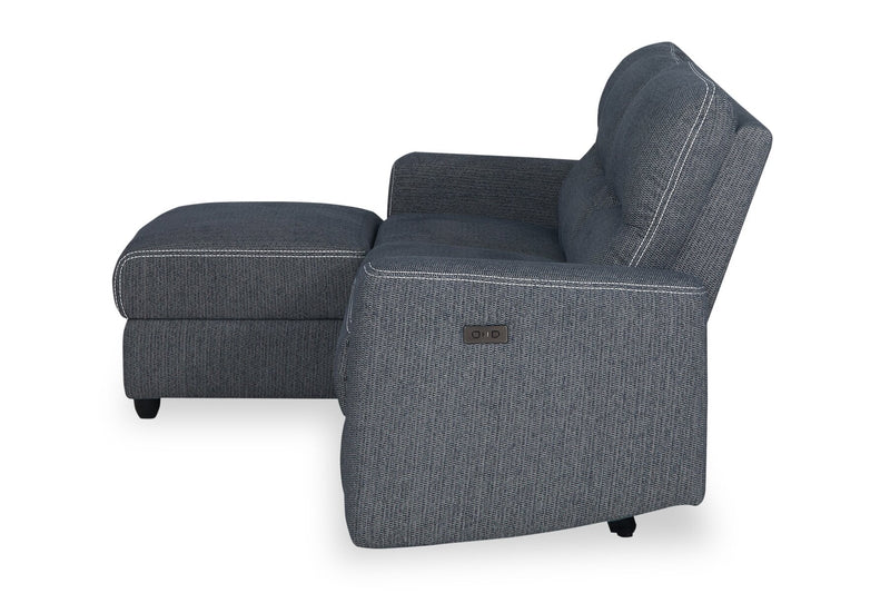 Meadow 2-Piece Left-Facing Charcoal Grey Chenille Fabric Power Reclining Sectional with Storage Chaise