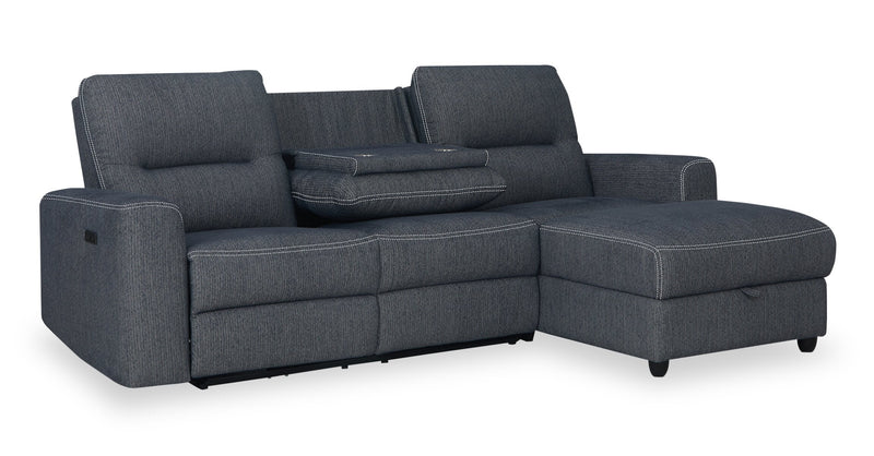 Meadow 2-Piece Right-Facing Charcoal Grey Chenille Fabric Power Reclining Sectional with Storage Chaise