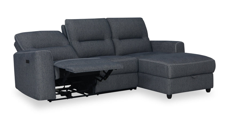 Meadow 2-Piece Right-Facing Charcoal Grey Chenille Fabric Power Reclining Sectional with Storage Chaise