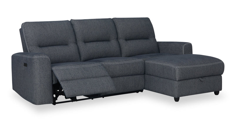 Meadow 2-Piece Right-Facing Charcoal Grey Chenille Fabric Power Reclining Sectional with Storage Chaise