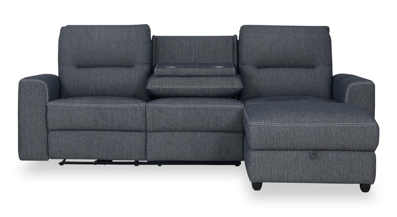 Meadow 2-Piece Right-Facing Charcoal Grey Chenille Fabric Power Reclining Sectional with Storage Chaise