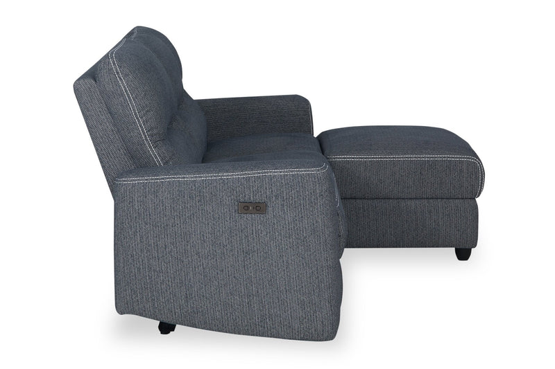 Meadow 2-Piece Right-Facing Charcoal Grey Chenille Fabric Power Reclining Sectional with Storage Chaise