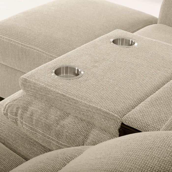 Meadow 2-Piece Left-Facing Taupe Chenille Fabric Power Reclining Sectional with Storage Chaise