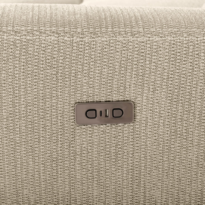 Meadow 2-Piece Left-Facing Taupe Chenille Fabric Power Reclining Sectional with Storage Chaise