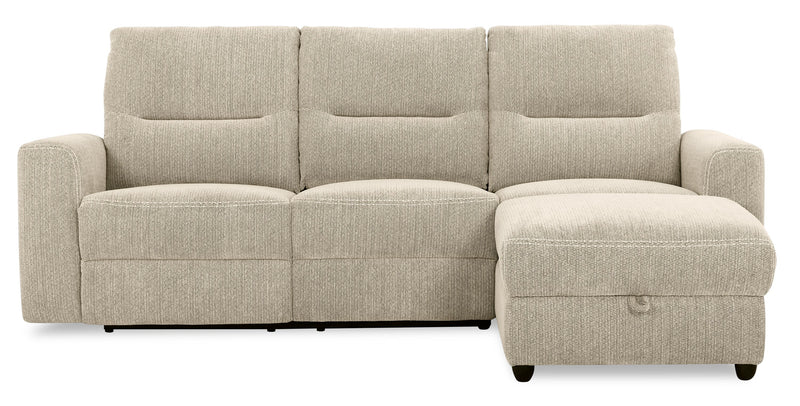 Meadow 2-Piece Right-Facing Taupe Chenille Fabric Power Reclining Sectional with Storage Chaise