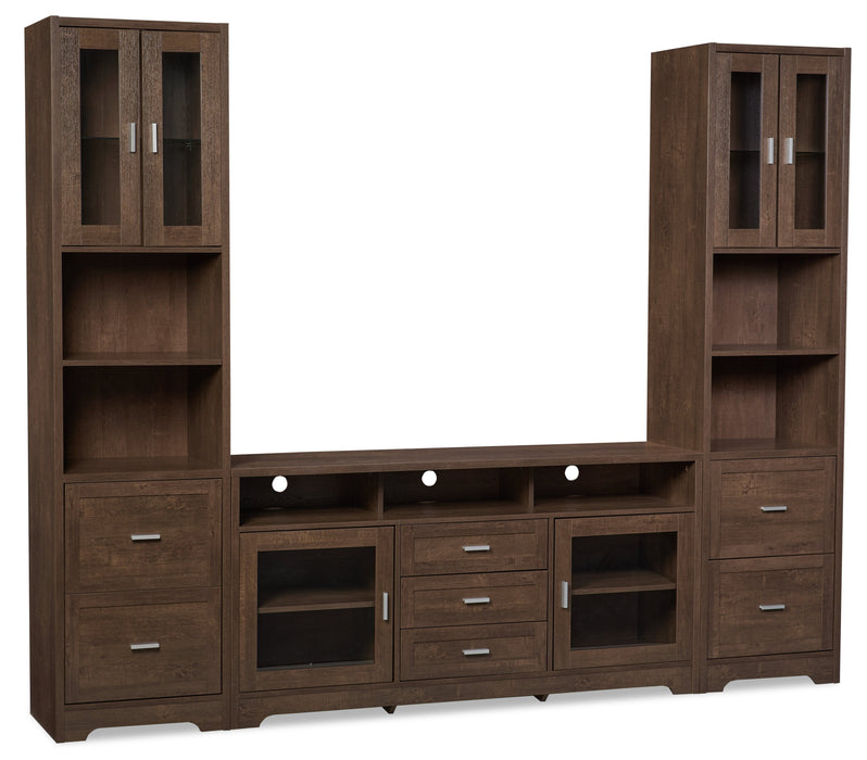 Melody 100\" 3-Piece Entertainment Centre with Storage and Cable Management for TVs up to 65\"- Brown