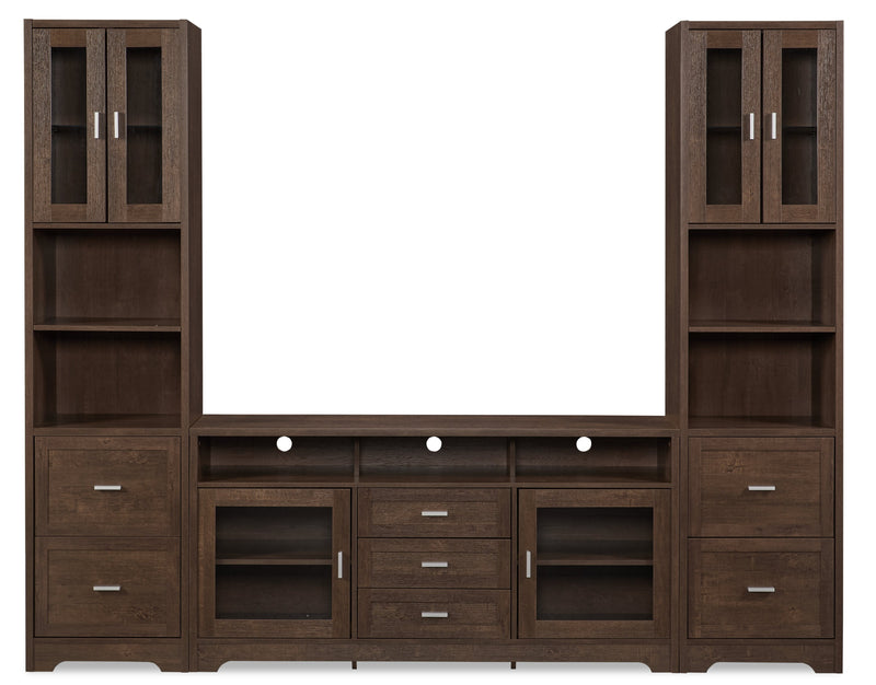 Melody 100\" 3-Piece Entertainment Centre with Storage and Cable Management for TVs up to 65\"- Brown