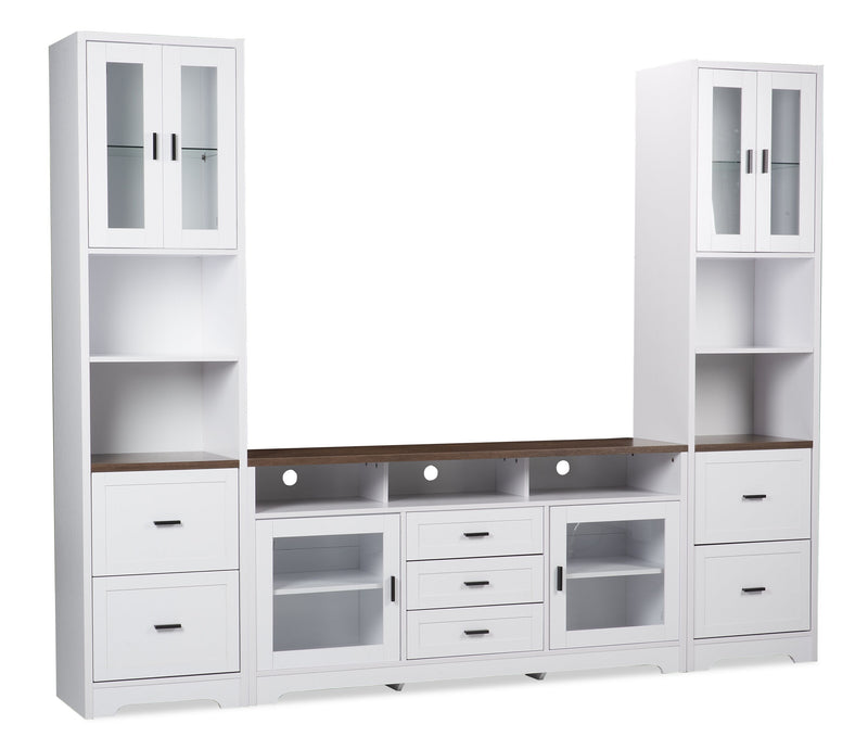 Melody 100\" 3-Piece Entertainment Centre with Storage and Cable Management for TVs up to 65\"- White