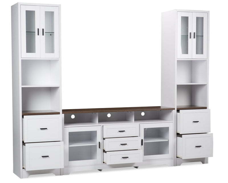 Melody 100\" 3-Piece Entertainment Centre with Storage and Cable Management for TVs up to 65\"- White