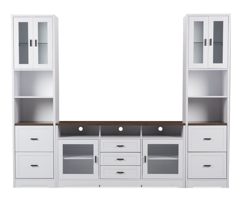 Melody 100\" 3-Piece Entertainment Centre with Storage and Cable Management for TVs up to 65\"- White