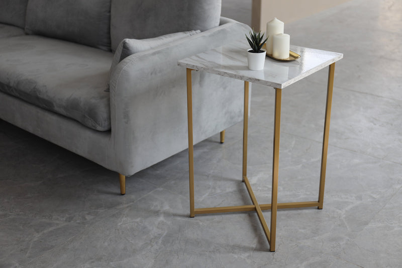 Mia Faux Marble Chairside Table  