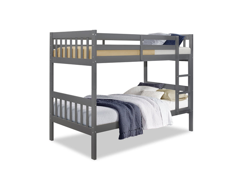 Miko Bunk Bed with Ladder & Guard Rail for Kids, Grey - Twin/Twin 