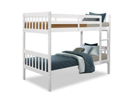 Miko Bunk Bed with Ladder & Guard Rail for Kids, White - Twin/Twin 
