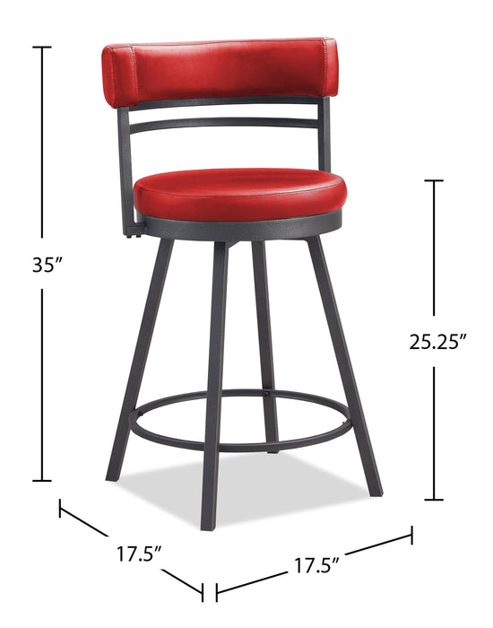 Mila Counter-Height Swivel Stool – Red