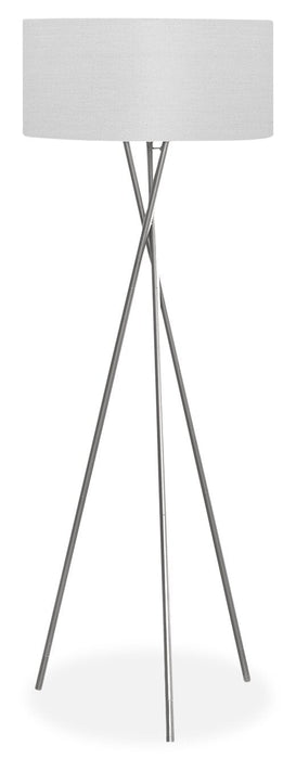 62\" Nickel Metal Tripod Floor Lamp