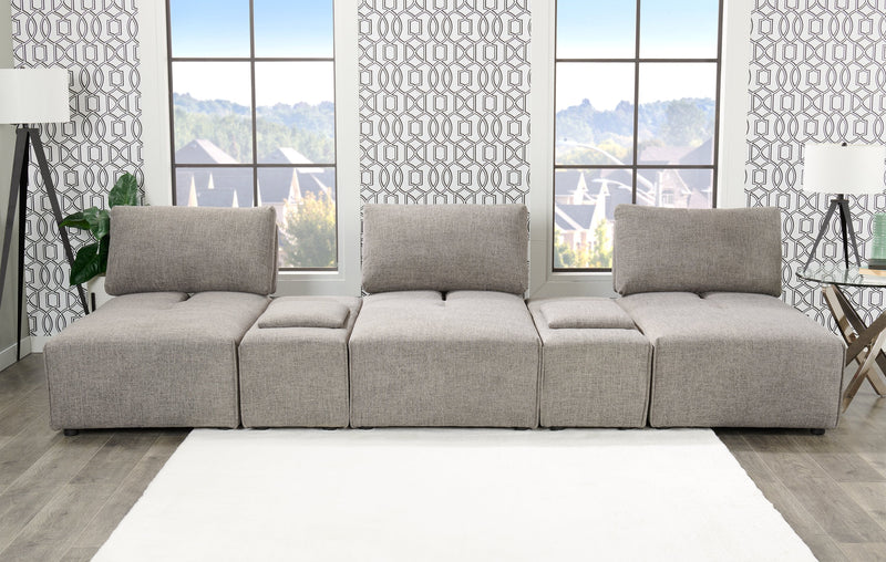 Modera Linen-Look Fabric Storage Console - Grey