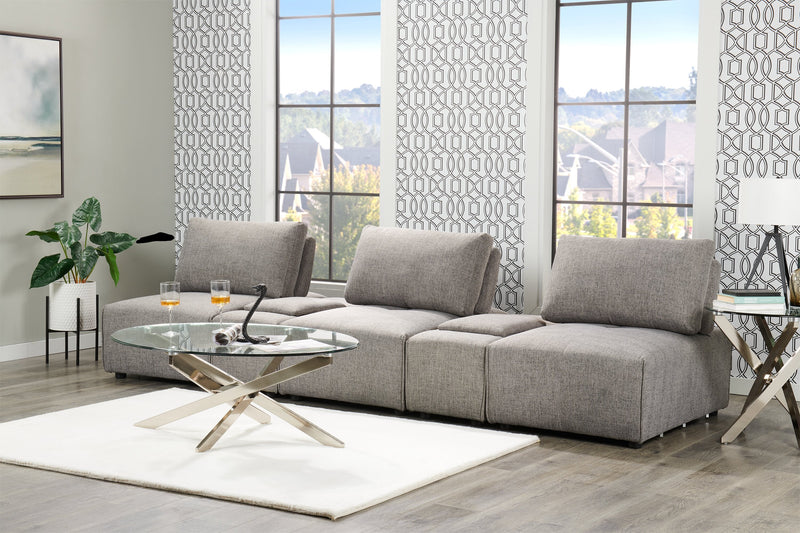 Modera Linen-Look Fabric Storage Console - Grey