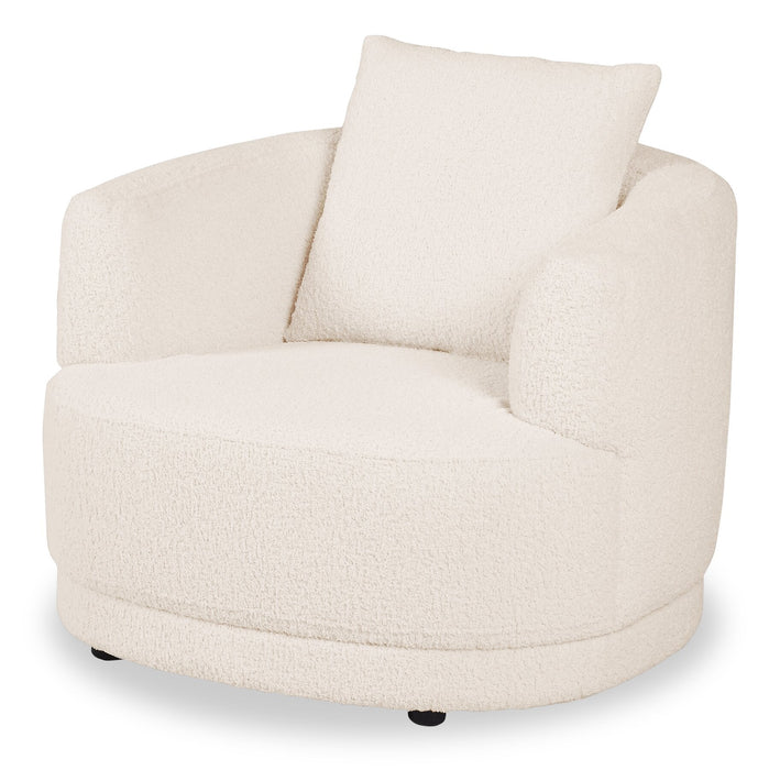 Moon 35.8\" Fabric Curved Chair with Accent Pillow - Wooly Almond White 