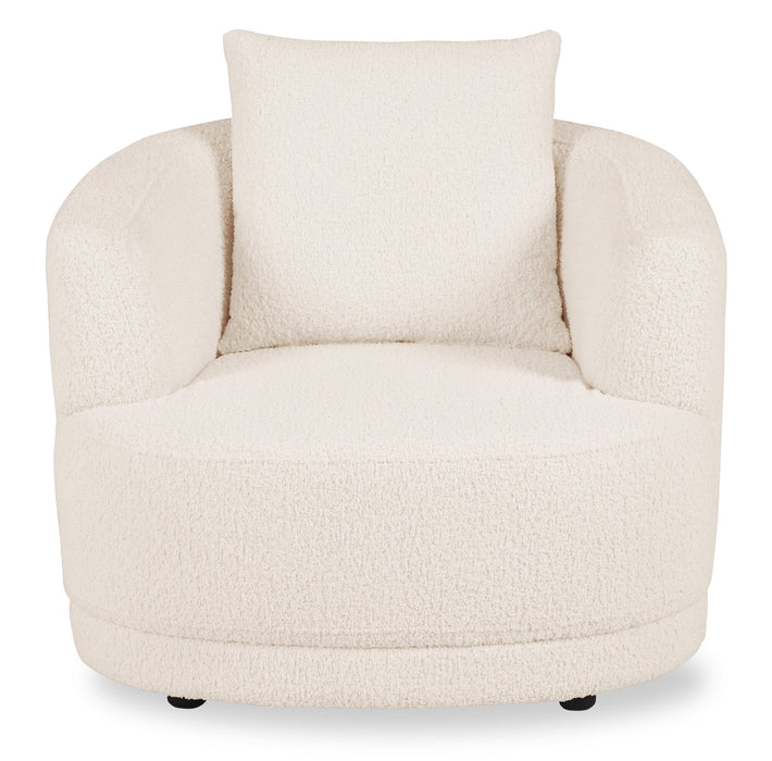 Moon 35.8\" Fabric Curved Chair with Accent Pillow - Wooly Almond White 