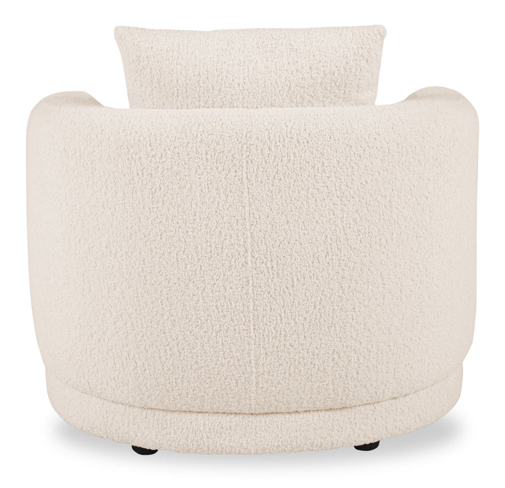 Moon 35.8\" Fabric Curved Chair with Accent Pillow - Wooly Almond White 