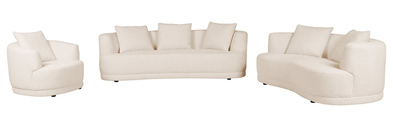 Moon 91\" Fabric Curved Sofa with Accent Pillows - Wooly Almond White 