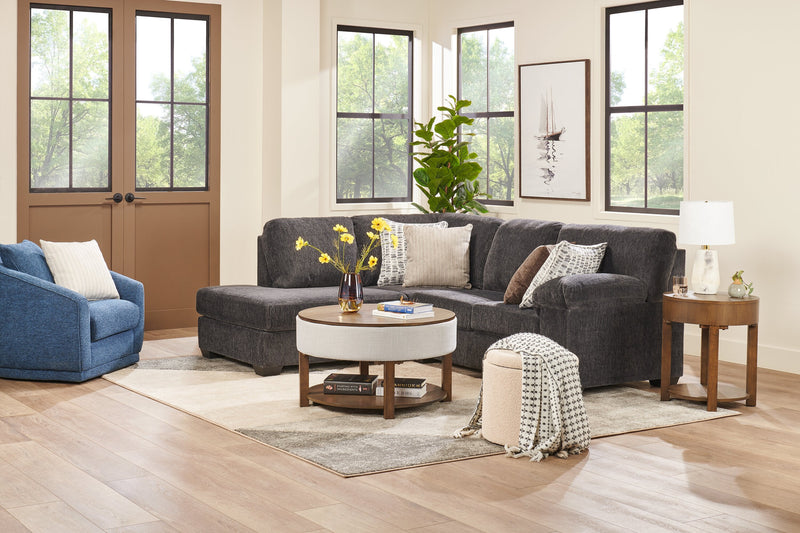 Made in Canada Morgan 2-Piece Left-Facing Chenille Fabric Condo Size Sectional with Accent Pillows - Grey