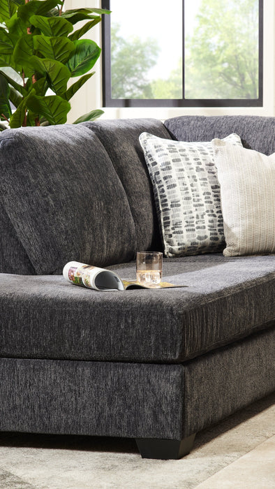 Made in Canada Morgan 2-Piece Left-Facing Chenille Fabric Condo Size Sectional with Accent Pillows - Grey