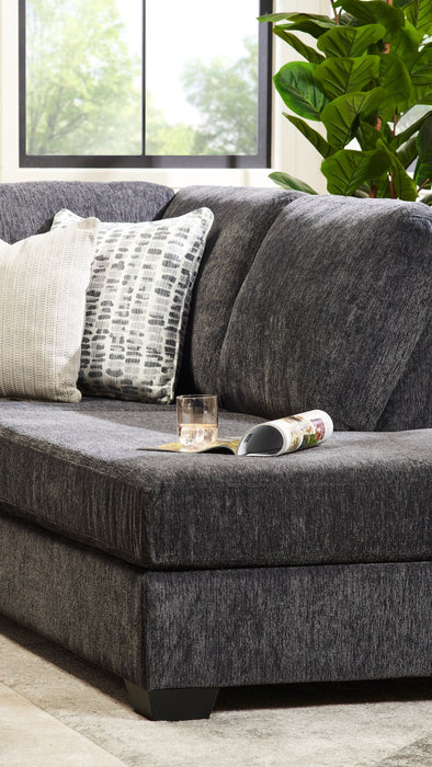 Made in Canada Morgan 2-Piece Right-Facing Chenille Fabric Sectional with Sofa and Accent Pillows - Grey