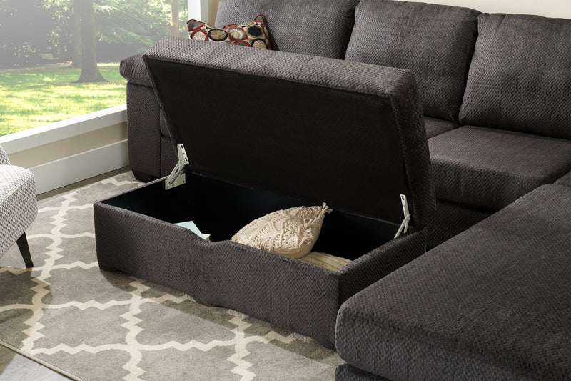 Morty Chenille Storage Ottoman - Grey