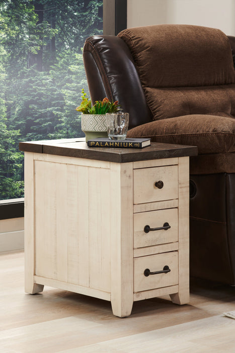 Morgan Chairside Table with USB - White
