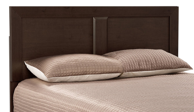 Yorkdale Panel Bed with Headboard & Frame, Made in Canada, Brown - Queen Size 