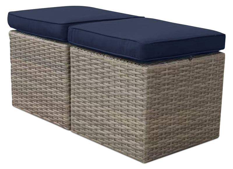 Naples 2-Piece Patio Ottoman Set - Blue