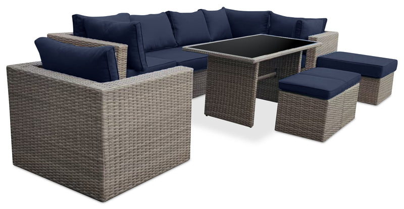 Naples 2-Piece Patio Ottoman Set - Blue