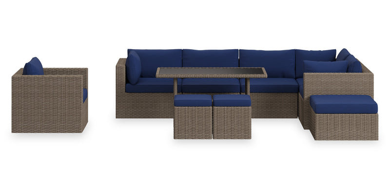 Naples 10-Piece Patio Set - Blue 