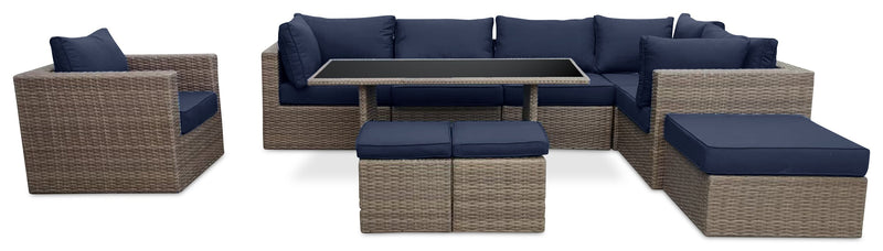 Naples 2-Piece Patio Ottoman Set - Blue