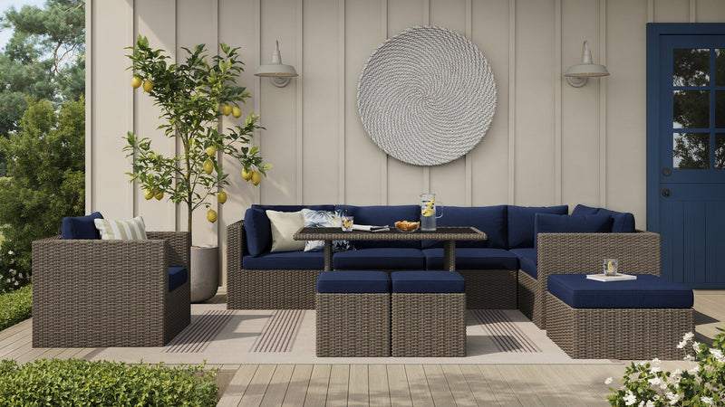 Naples 10-Piece Patio Set - Blue 