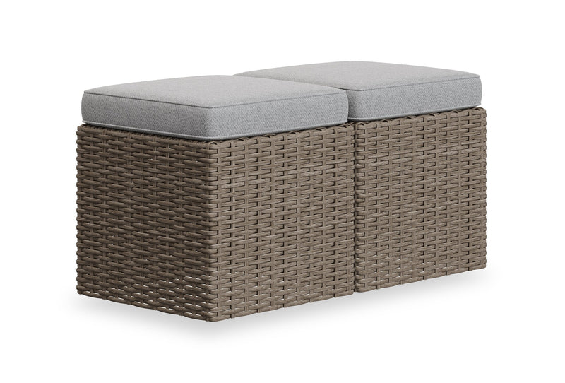 Naples 2-Piece Patio Ottoman Set - Grey