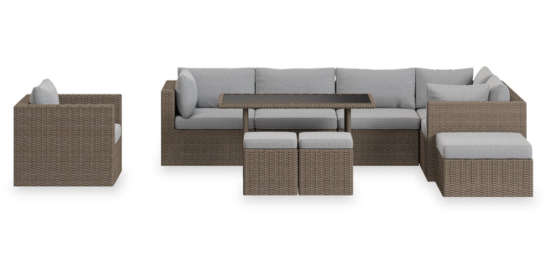 Naples 2-Piece Patio Ottoman Set - Grey