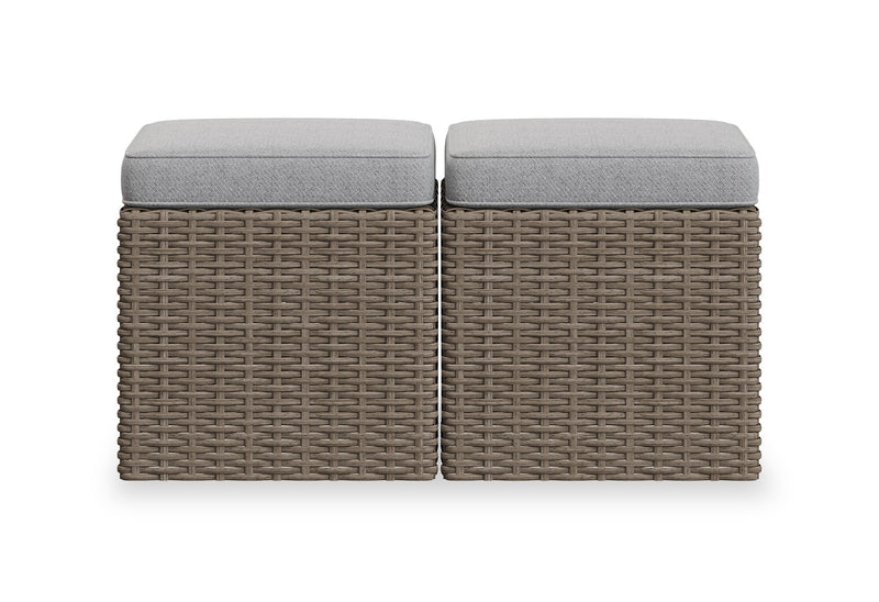 Naples 2-Piece Patio Ottoman Set - Grey