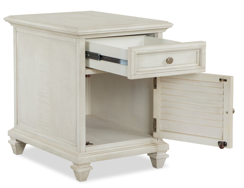 Newman  18\" Traditional Chairside Table with Storage - Alabaster White Pine